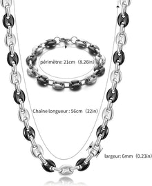 AFSTALR Herren Halskette Edelstahl Kaffeebohne Armband Set