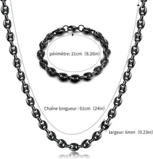 AFSTALR Herren Halskette Edelstahl Kaffeebohne Armband Set