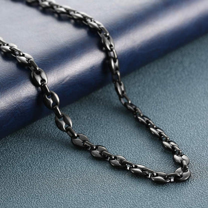 AFSTALR Herren Edelstahl Kaffeebohne Halskette Armband Set Silber/Gold/Schwarz