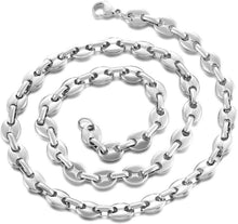 Edelstahl Kaffeebohne Halskette Herren Silber 6/9/11mm KaffeeKette