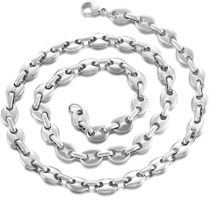 Edelstahl Kaffeebohne Halskette Herren Silber 6/9/11mm KaffeeKette