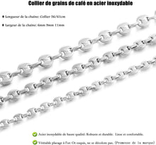 AFSTALR Kaffeebohnen-Halskette Herren Edelstahl 9mm Silber