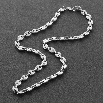Kaffeebohne Halskette Herren Edelstahl 6/9/11mm Silber 51/56/61CM Hip