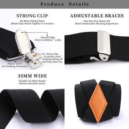 Elastischer Hosenträger Schwarz X Form 3,5cm Starke Halter