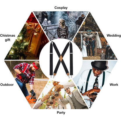 Elastischer Hosenträger Schwarz X Form 3,5cm Starke Halter