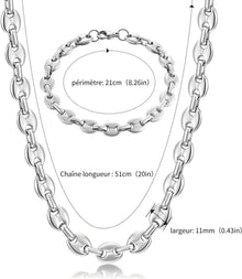 AFSTALR Halskette Herren Edelstahl Kaffeebohne 11mm Silber
