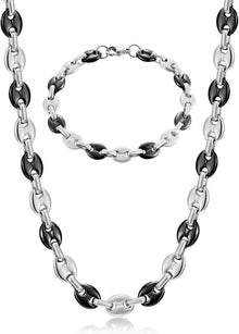 AFSTALR Halskette Edelstahl Kaffeebohne Armband Set Hip Hop