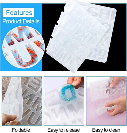 Silikonform Buchstabe Zahlen UV Resin Mold Schmuck DIY