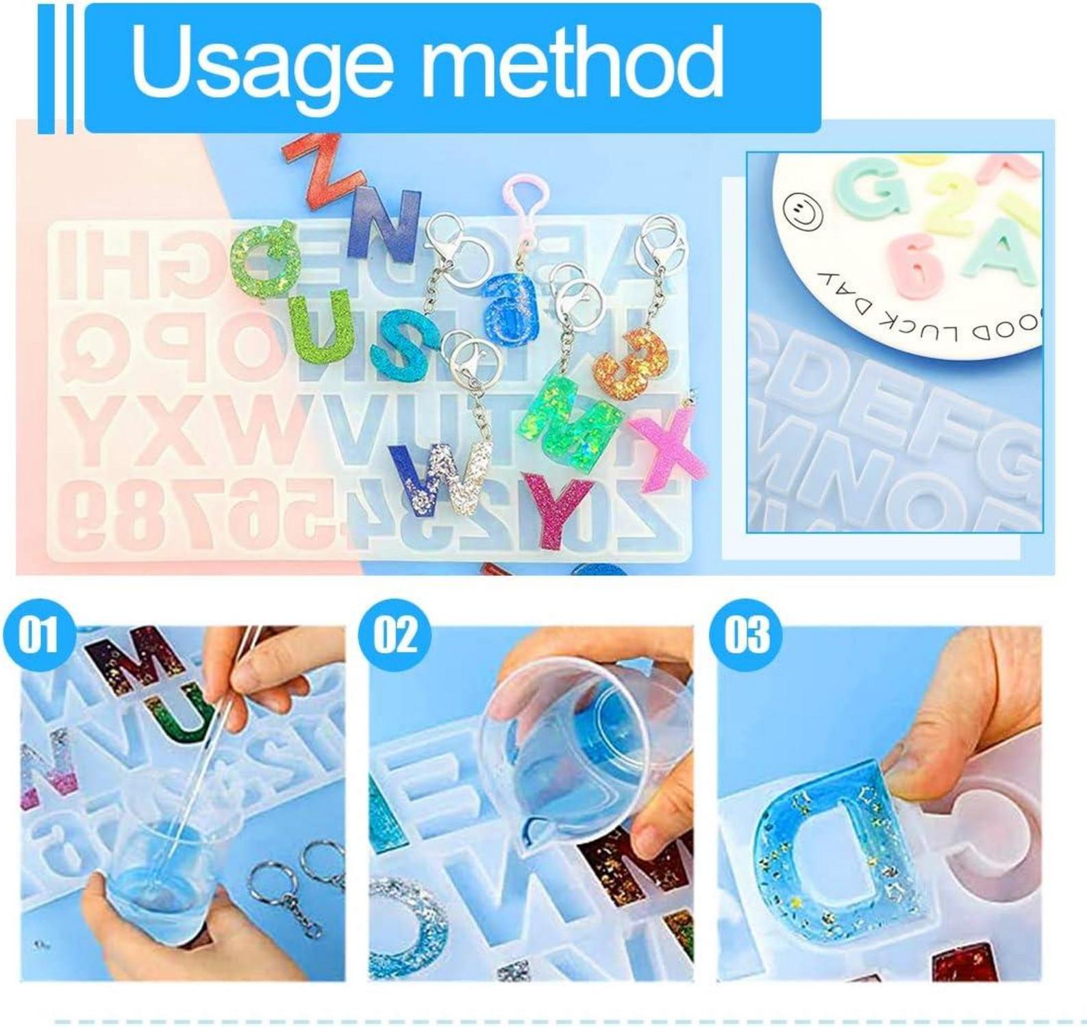 Gießform Silikon Buchstabe Brief UV Resin Mold Harz Form Zahlen Fimo