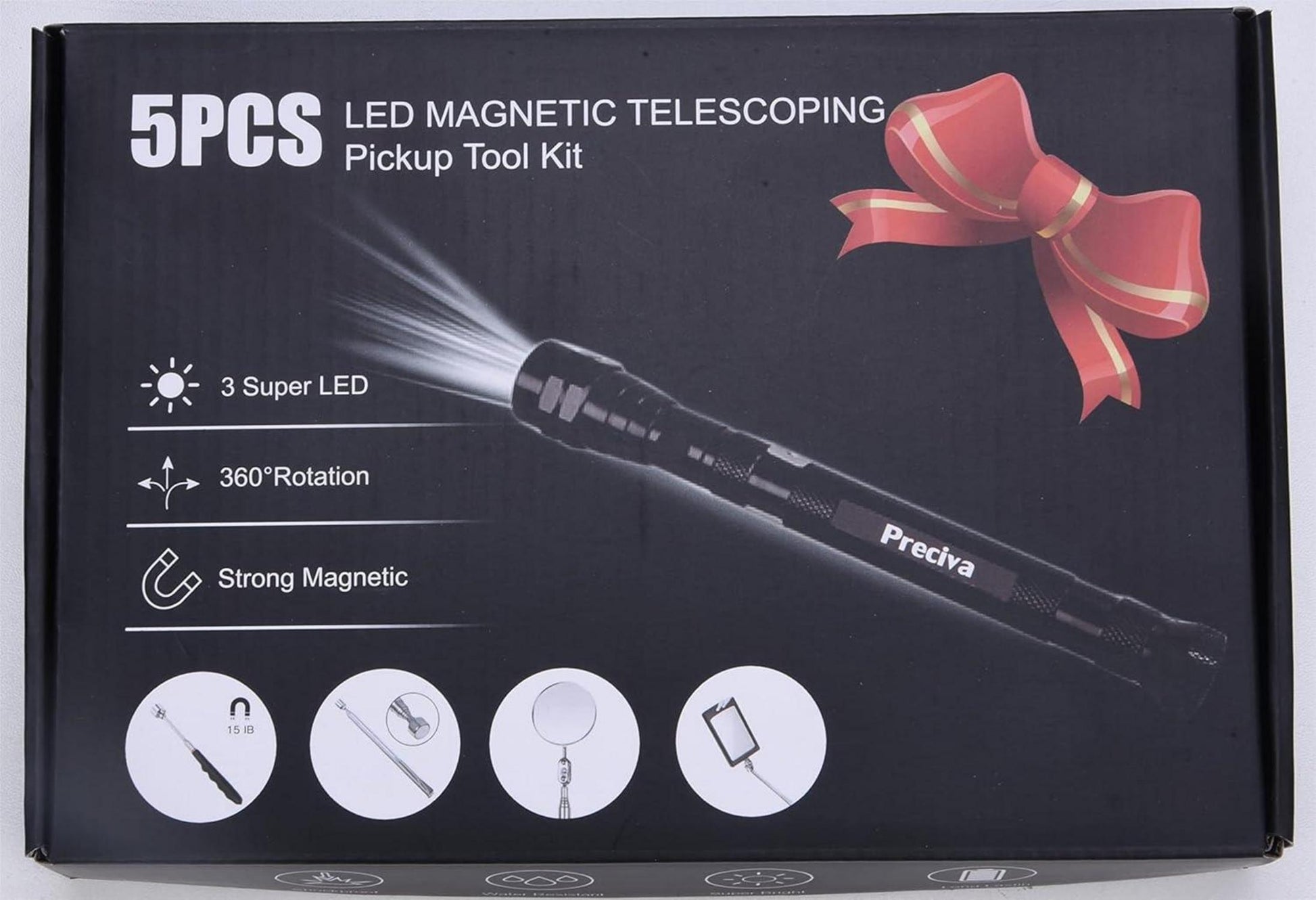 Teleskop Inspektionswerkzeug-LED-Lampe Spiegel Magnet 5er-Pack