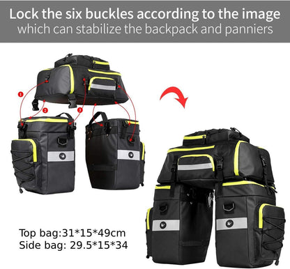 Fahrradtasche 3-in-1 Multifunction wasserdichte Gepäckträgertasche 75L