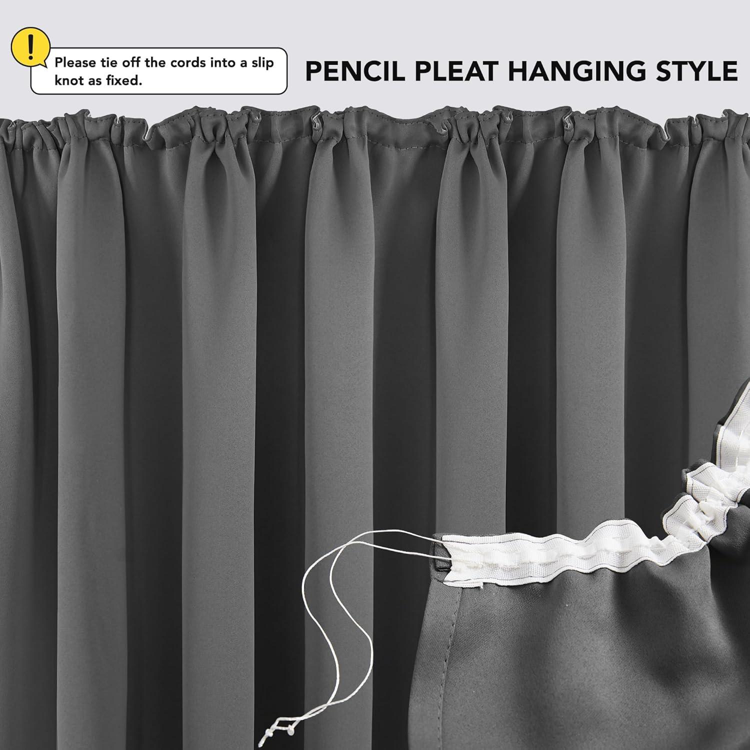 Deconovo Thermo Vorhänge Blickdicht 175x140 Hellgrau 2er Set