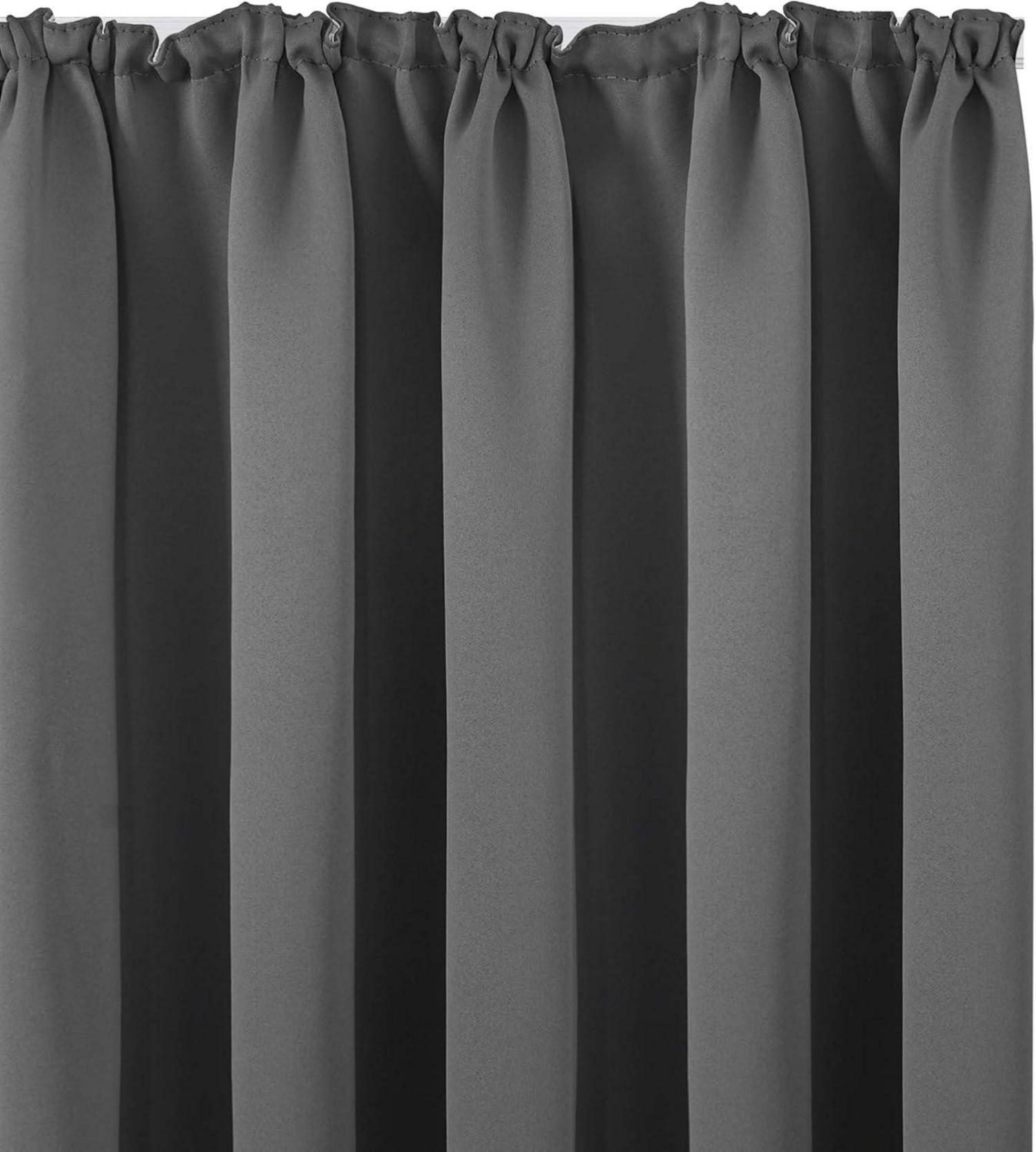 Blickdichte Vorhänge 175x140 cm Thermo Verdunkelung Hellgrau 2er Set