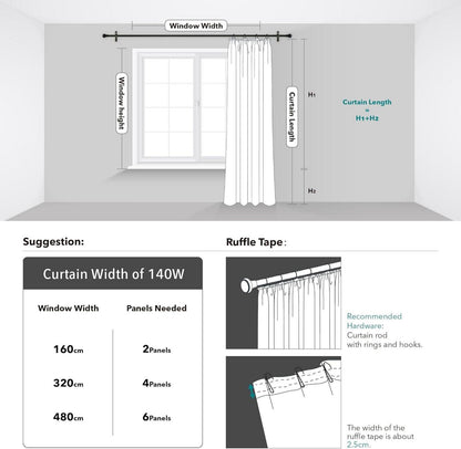 Deconovo Blickdichte Vorhänge mit Kräuselband 175x140 cm Hellgrau 2er Set