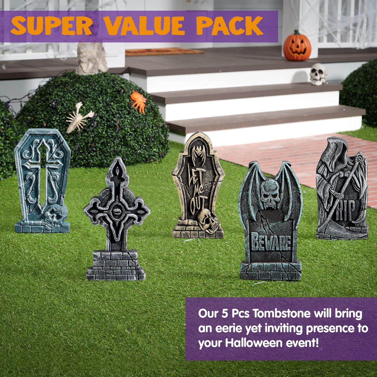 Halloween Grabsteine Schaumstoff RIP Friedhof 5er-Pack 43cm