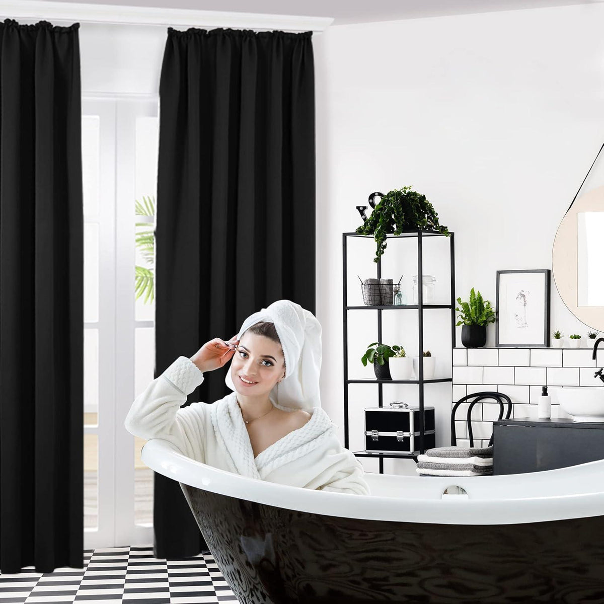 Blickdichte Verdunkelungsvorhänge 2er Set Schwarz 175x140cm