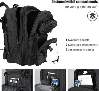 ProCase 42L Militär Taktischer Rucksack Große Kapazität Outdoor Schwarz