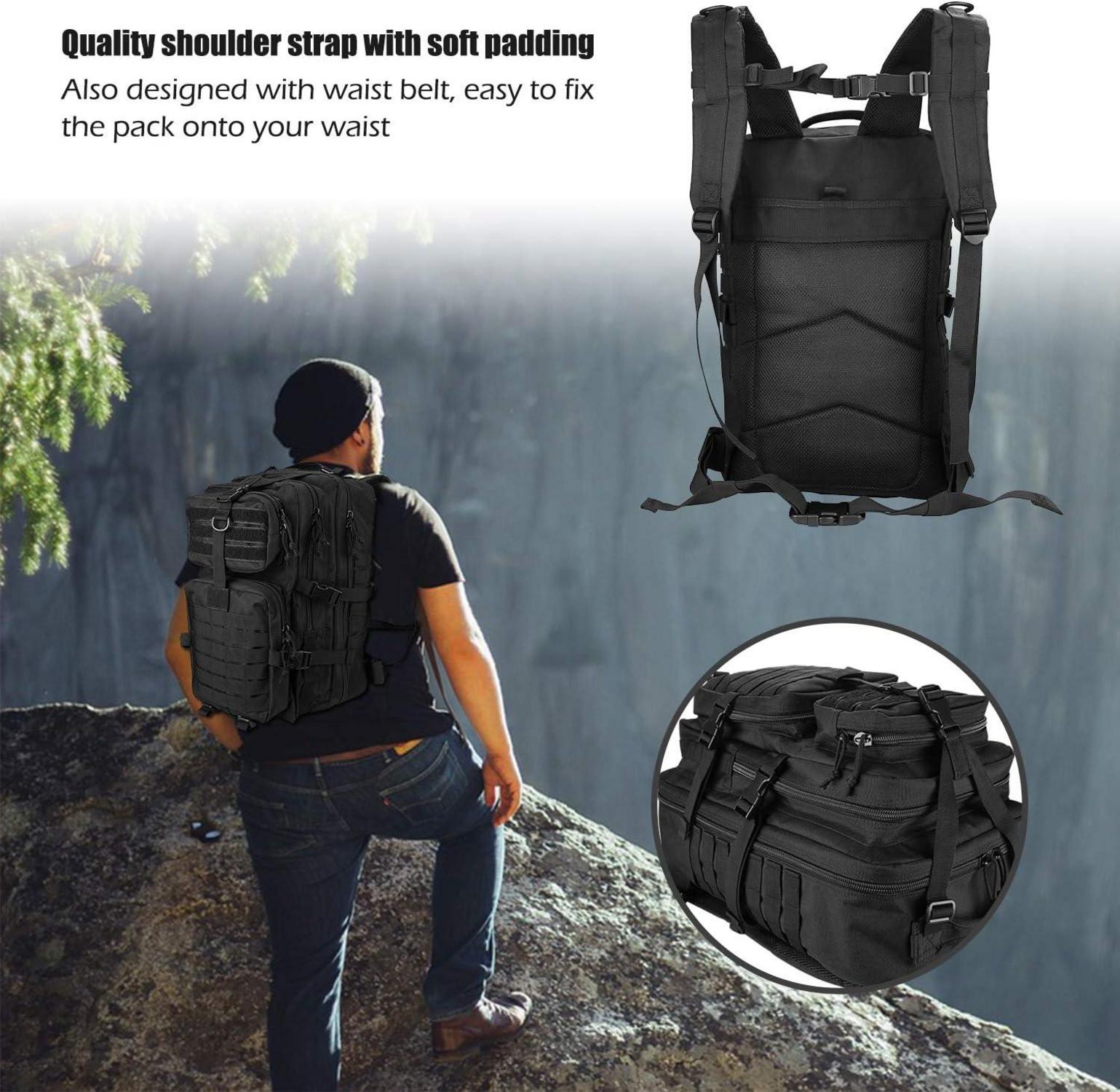 Taktischer Militär Rucksack 42L Wasserdicht 3-Tage Outdoor Schwarz