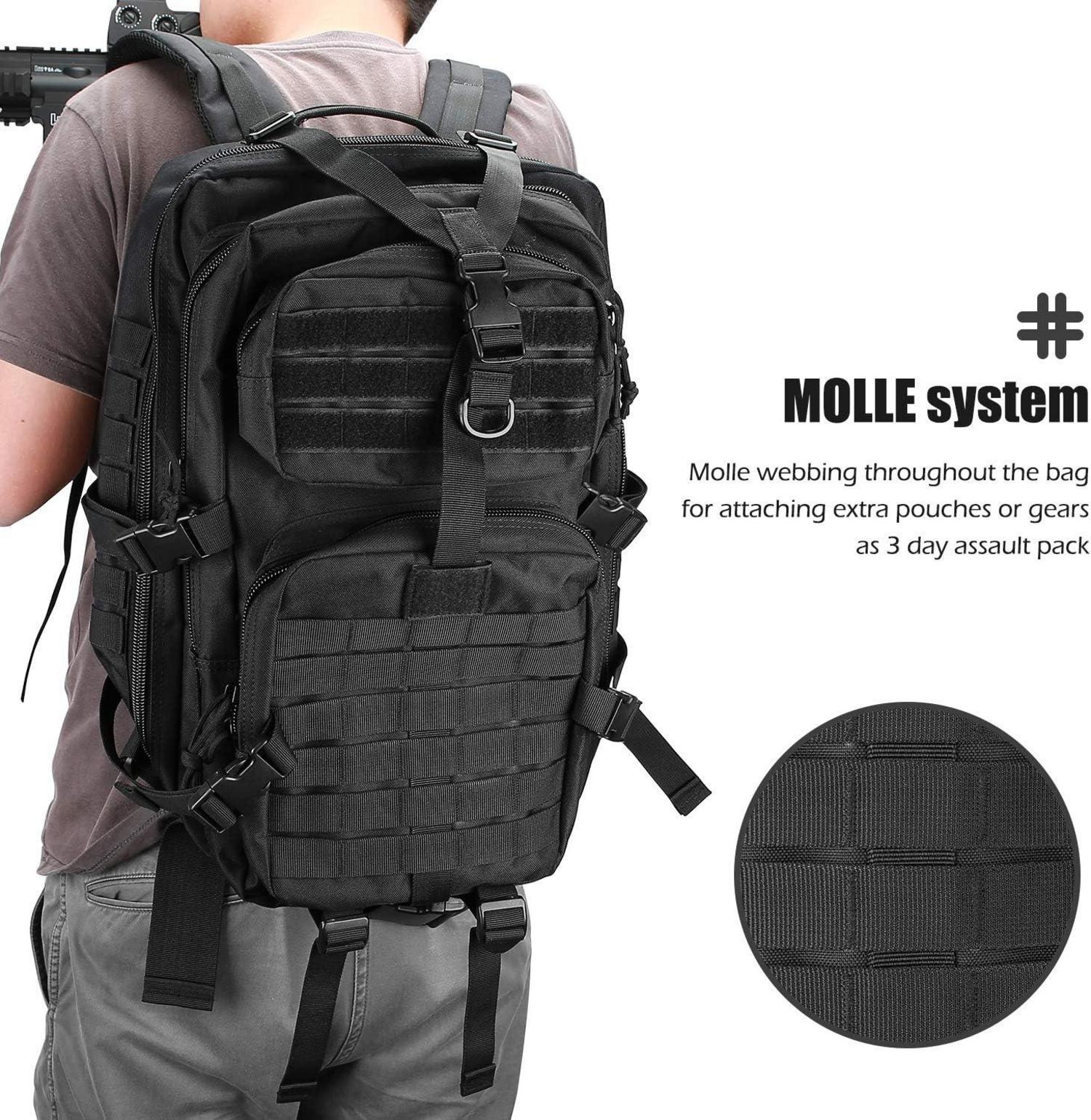Taktischer Rucksack 42L Militär Wasserdicht Schwarz MOLLE-System