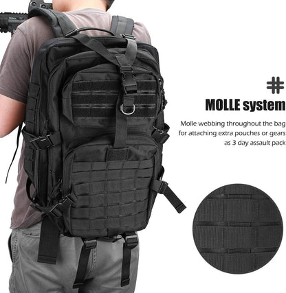 Taktischer Rucksack 42L Militär Wasserdicht Schwarz MOLLE-System