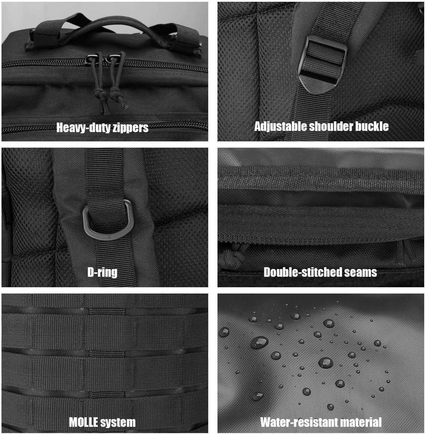 ProCase 42L Militär Taktischer Rucksack Große Kapazität Outdoor Schwarz