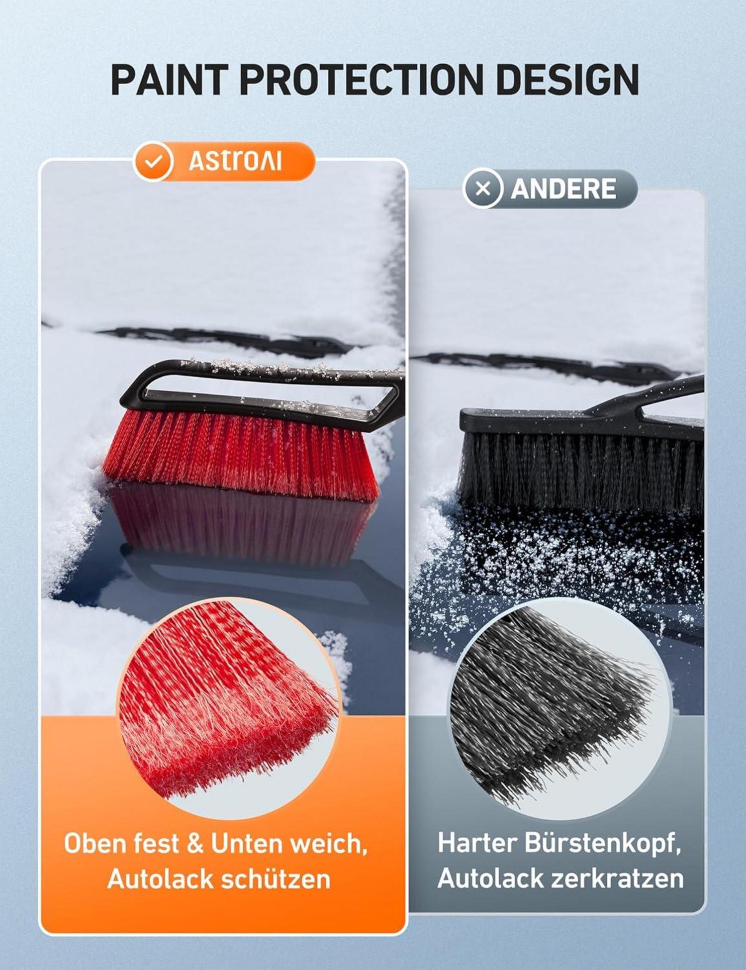 Eiskratzer mit Besen 2 in 1 Schneebesen Auto 68CM Rot