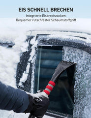 AstroAI Eiskratzer Auto Schneebesen 68CM Lang große Kante Ergonomischer Schaumstoffgriff Rot