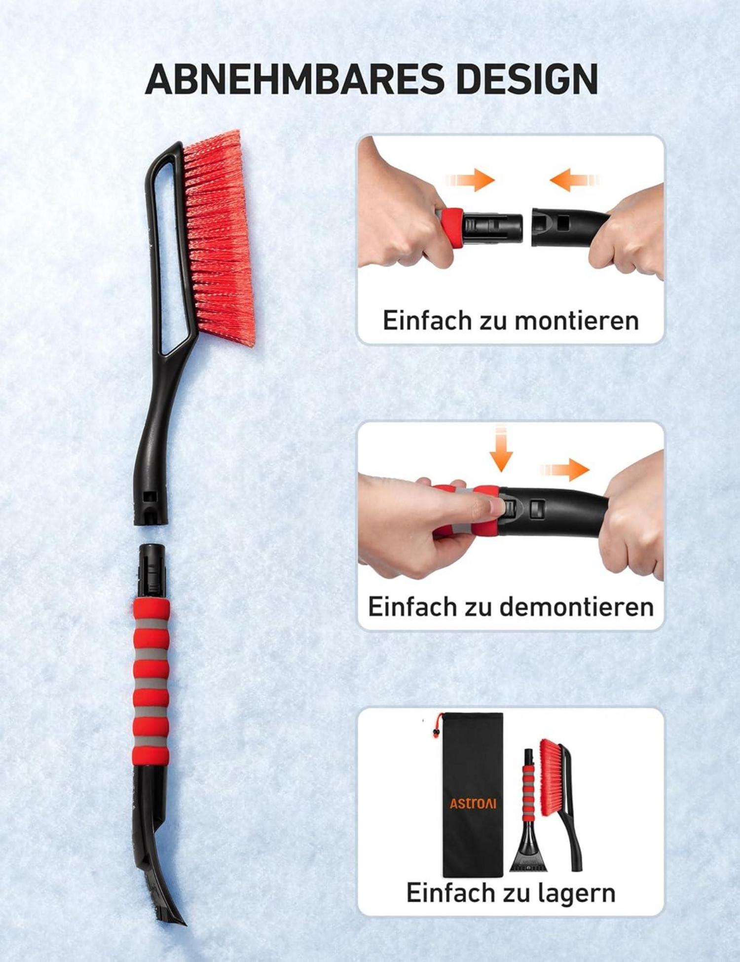 Eiskratzer Auto mit Schneebesen Abnehmbarer 68CM Lang große Borsten