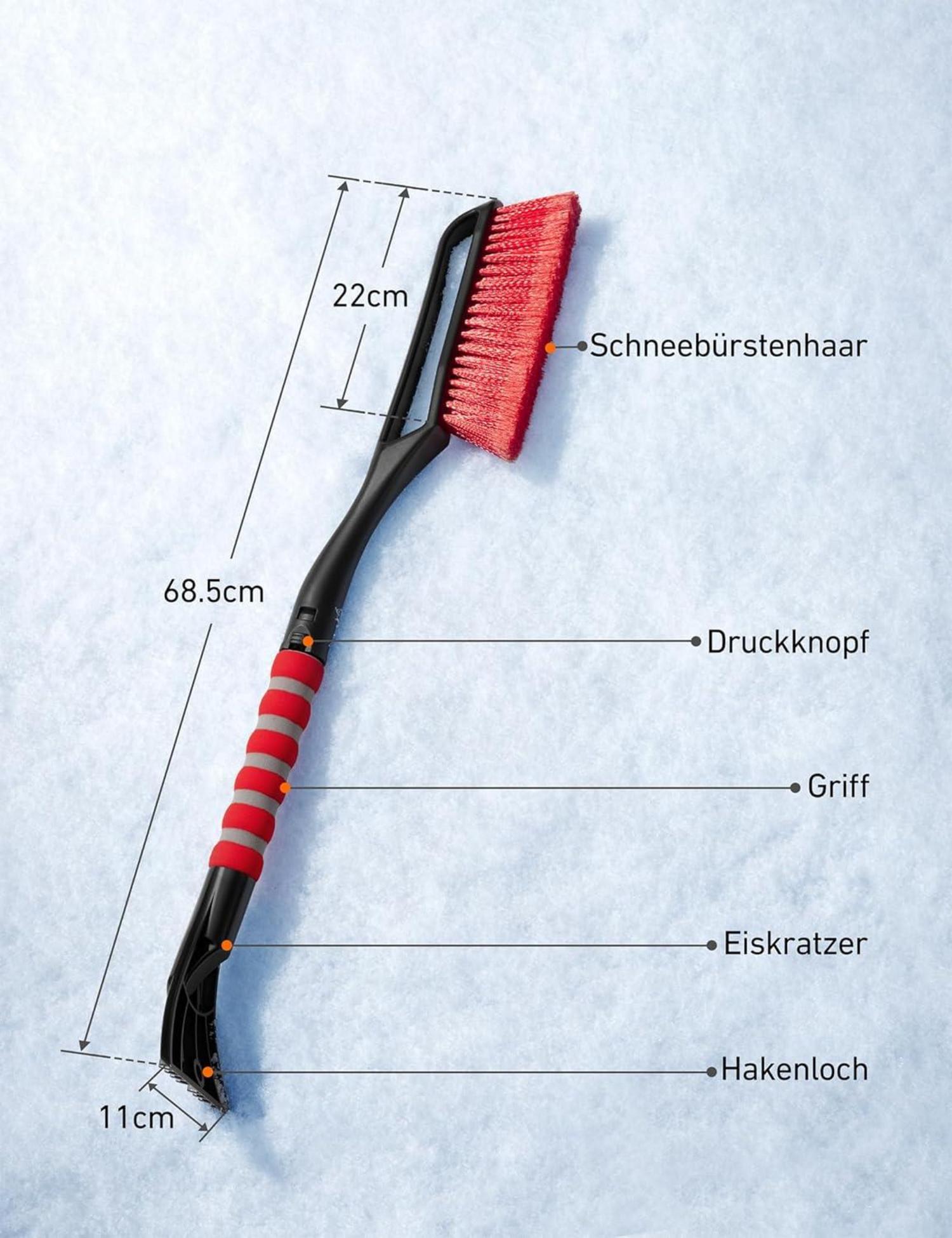 Eiskratzer Auto 2 in 1 Schneebesen Abnehmbarer 68cm lang Ergonomischer