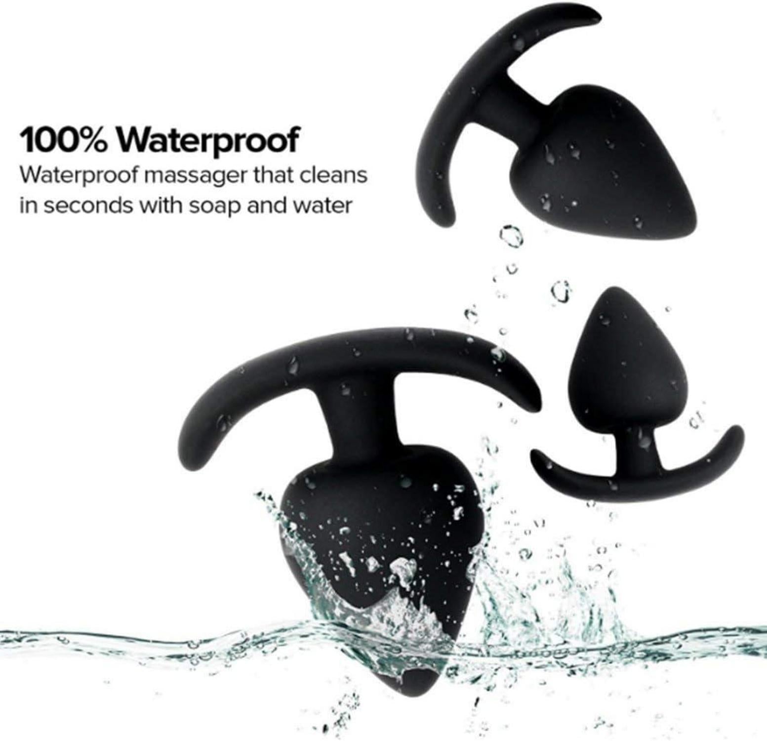 Schwarzer Silikon Analplug mit Stoss-Funktion XXL