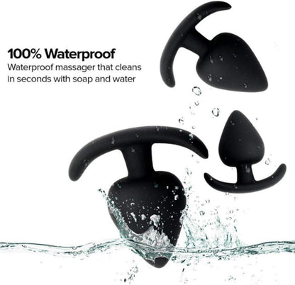 Schwarzer Silikon Analplug mit Stoss-Funktion XXL