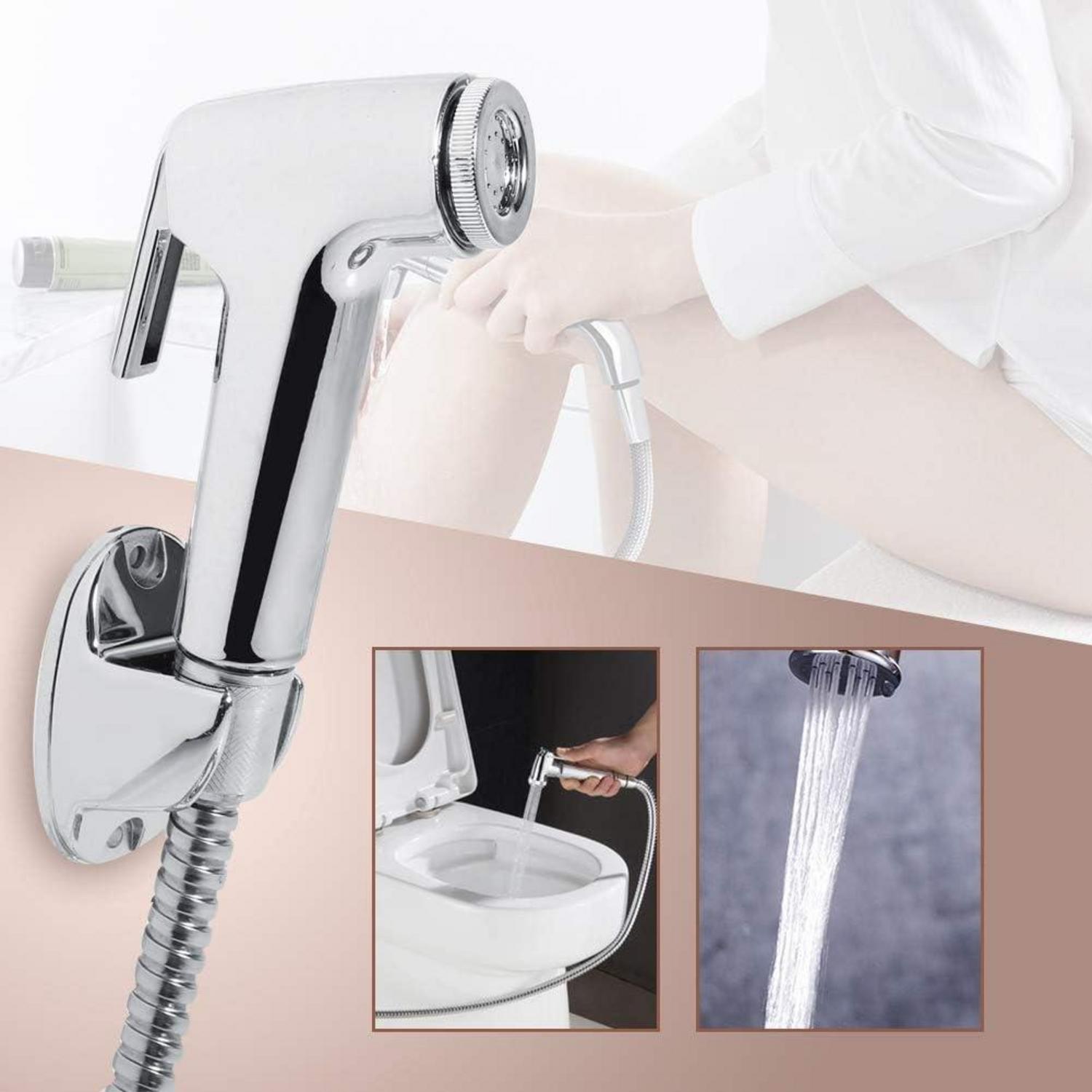 Bidet-Sprüh-Set mit Wandhalterung und Edelstahl-Schlauch 120