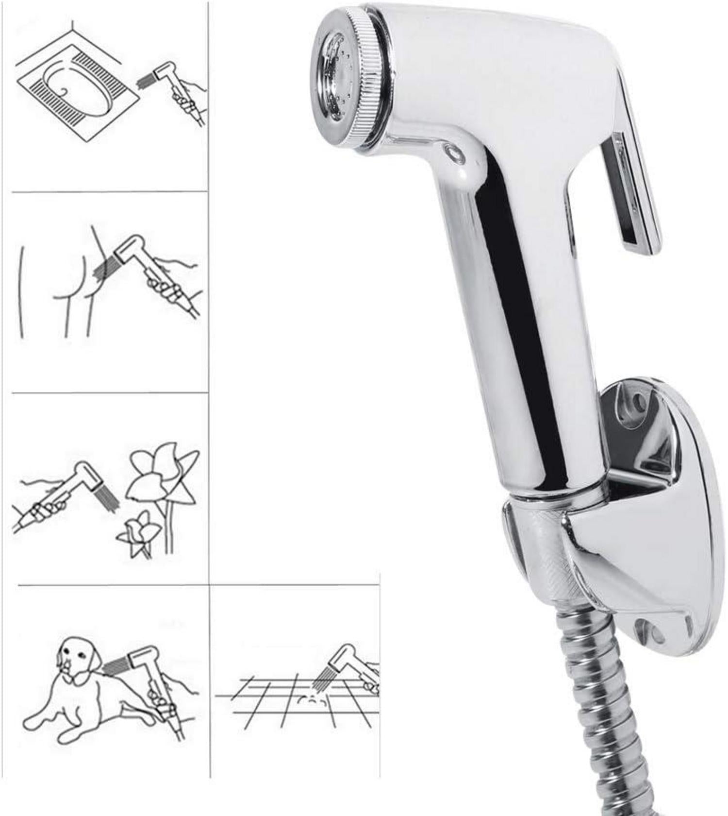 Bidet-Sprüh-Set mit Handbrause, Wandhalterung, Edelstahl-Brauseschlauch 120 cm