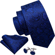 Designer Classic Ties Formal Set Pocket Square Cufflink Plaid Paisley