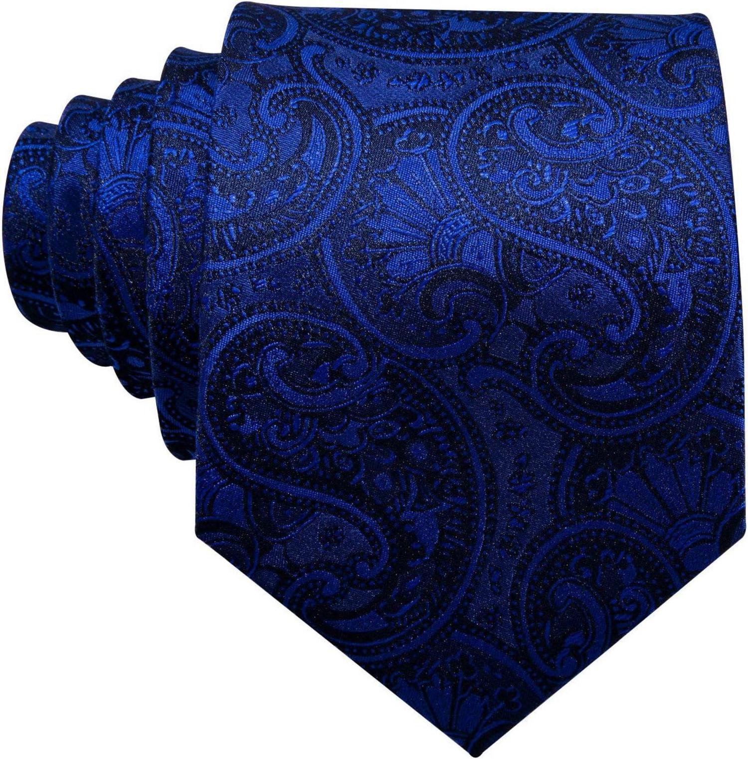 Barry.Wang Designer Krawatten Set Herren Blau Paisley gestreift