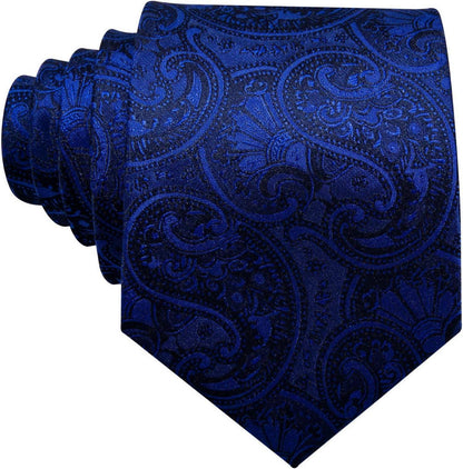 Barry.Wang Designer Krawatten Set Herren Blau Paisley gestreift