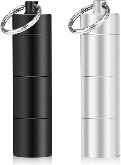 Pillendose Schlüsselanhänger Wasserdicht 3 Fächer Aluminium