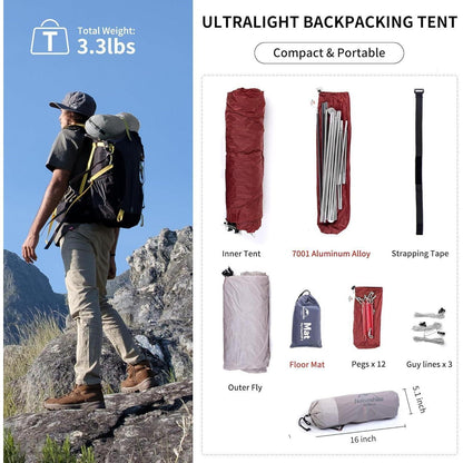 Leichtes Naturehike Cloud up 1 Person Rucksack Zelt für