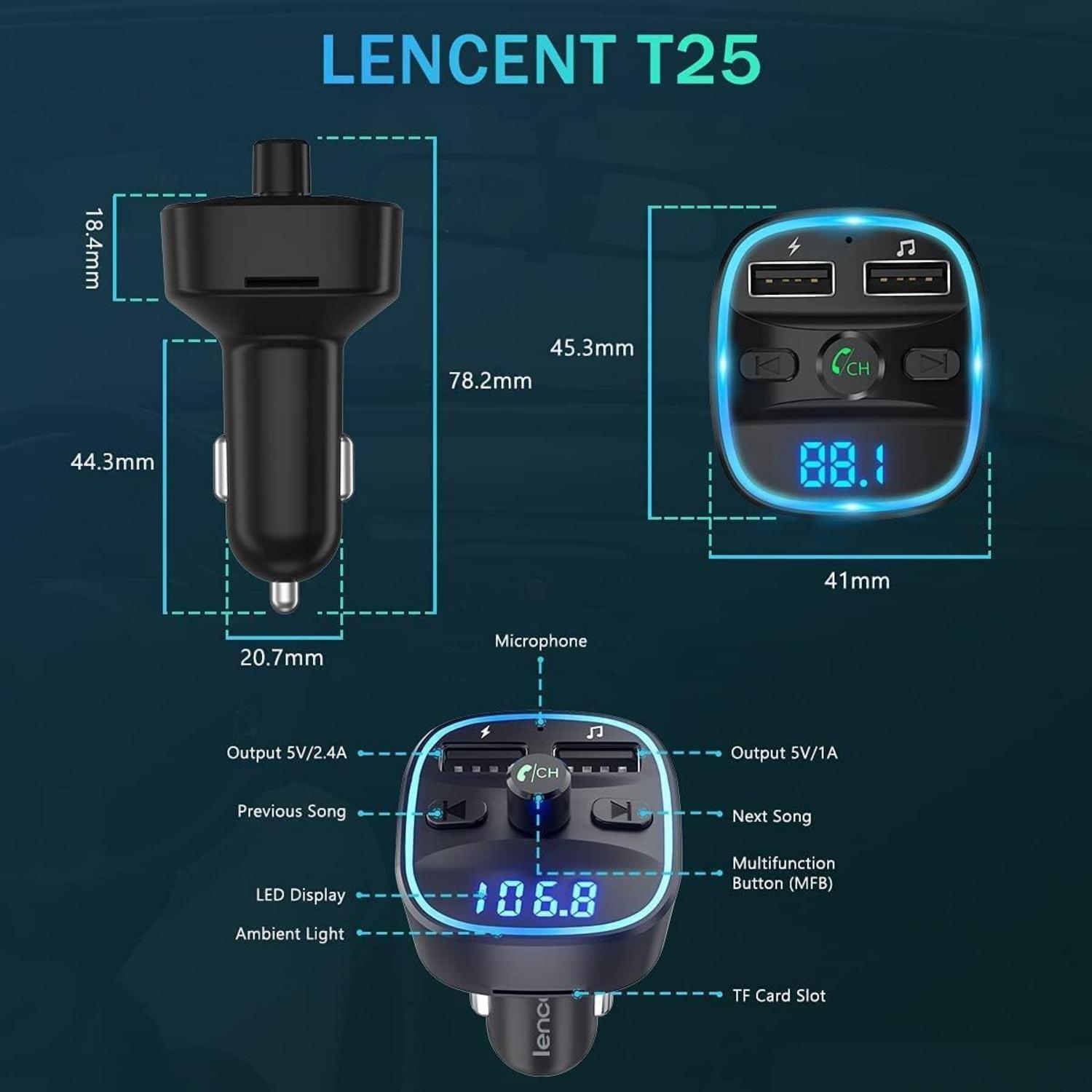 Bluetooth FM Transmitter Auto, Freisprecheinrichtung, 2 USB Ports