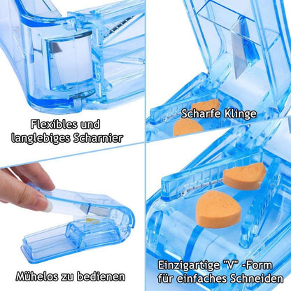Tablettenteiler für Große und Kleine Tabletten Vitamin Schneiden Blau