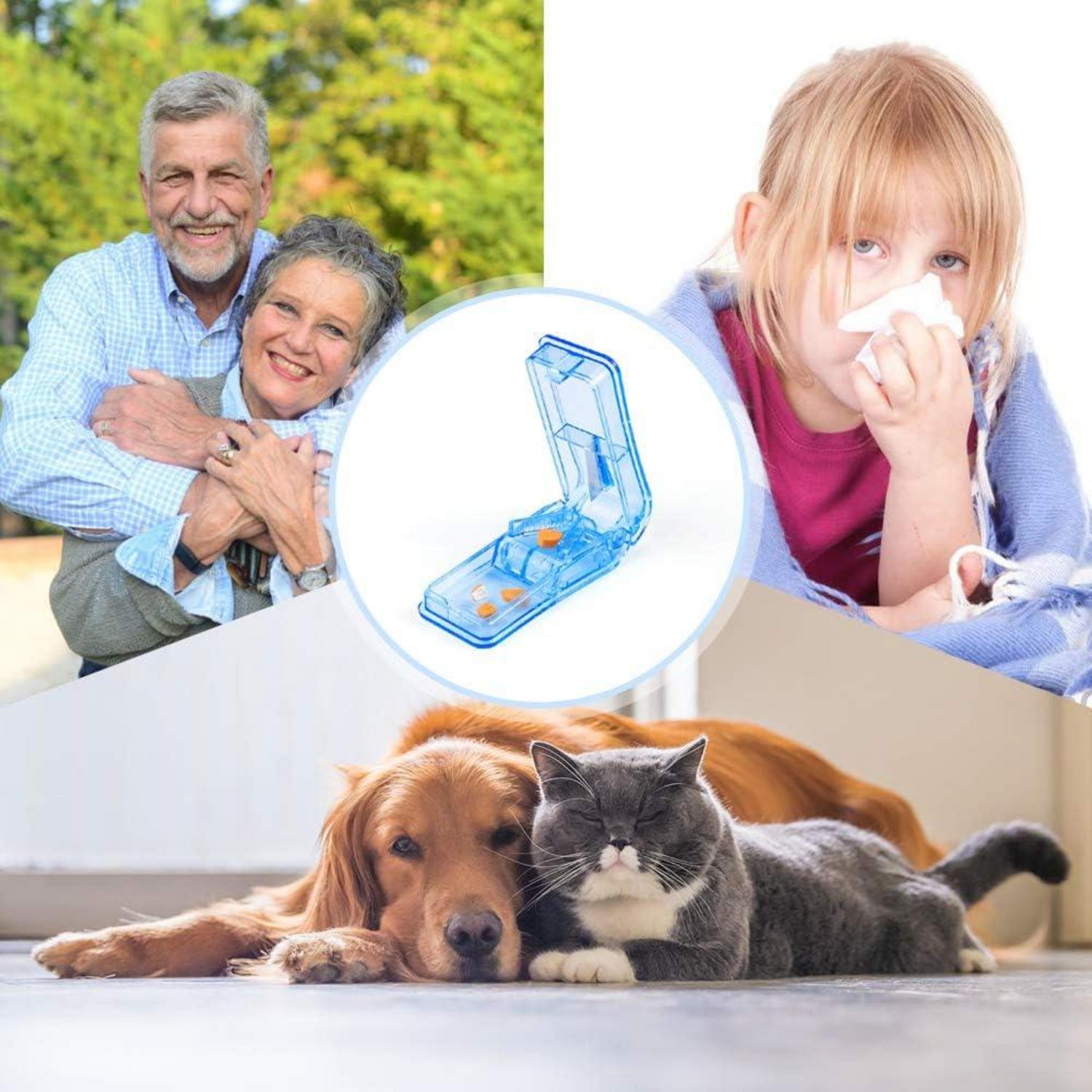 Tablettenteiler für Große Kleine Tabletten Vitamin Medizin Blau