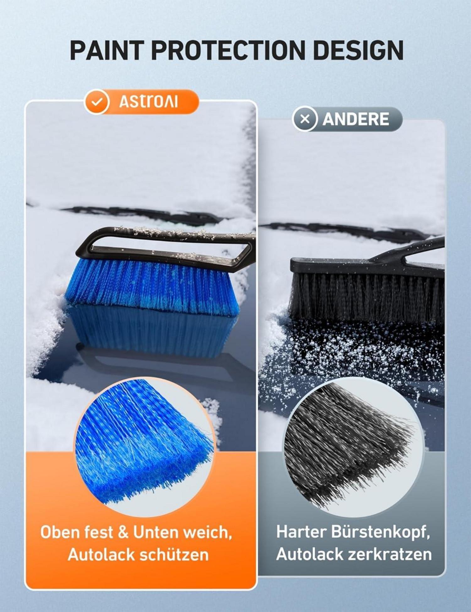 AstroAI 2in1 Auto Reinigungsbürste Eiskratzer Schneebesen Blau 68CM