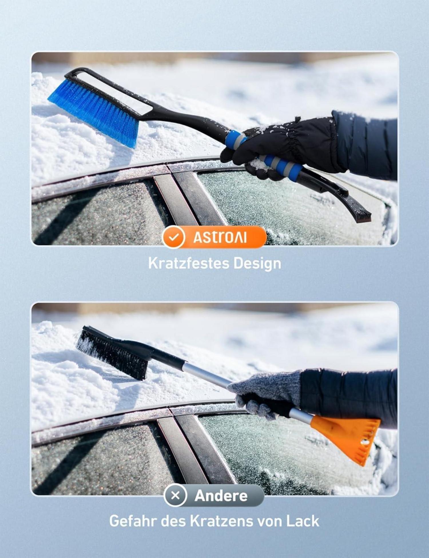 AstroAI 2in1 Auto Reinigungsbürste Eiskratzer Schneebesen Blau 27 Zoll