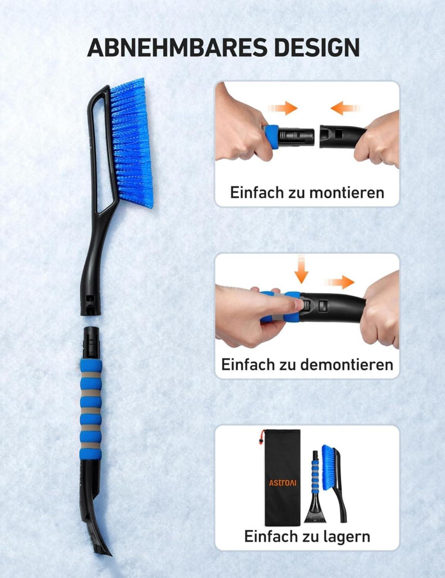 AstroAI 2in1 Auto Reinigungsbürste Eiskratzer Schneebesen blau ABS PVC