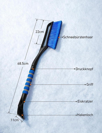 AstroAI 2in1 Auto Reinigungsbürste Eiskratzer Schneebesen Blau 27 Zoll