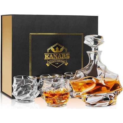 Whisky Karaffe Gläser Set 750 ml Dekanter 4×320 ml