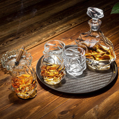 Whisky Karaffe Set Kristallglas 750 ml mit 4 Gläsern 5-teilig
