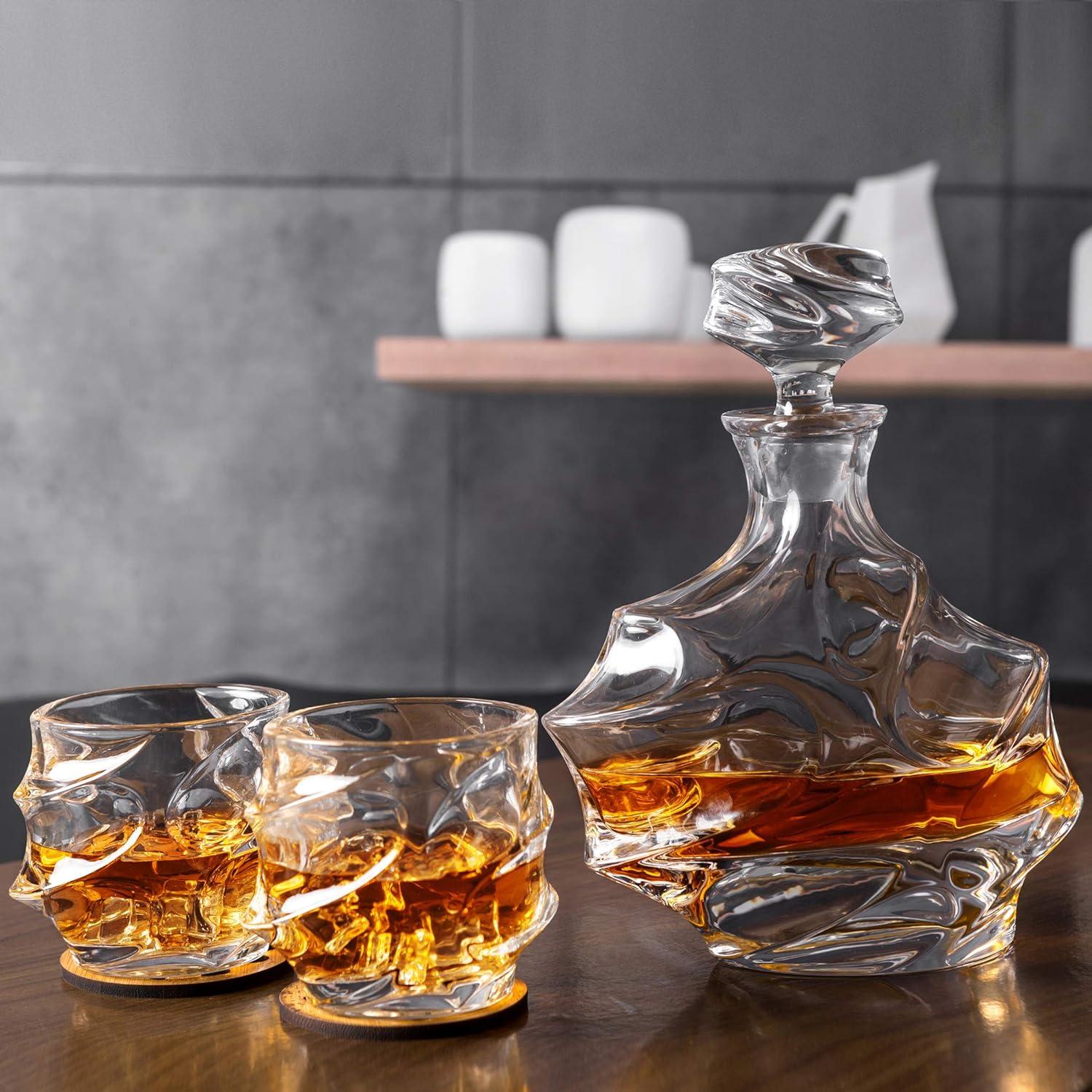 Whisky Karaffe Gläser Set 5-teilig Kristallglas Luxus Geschenk