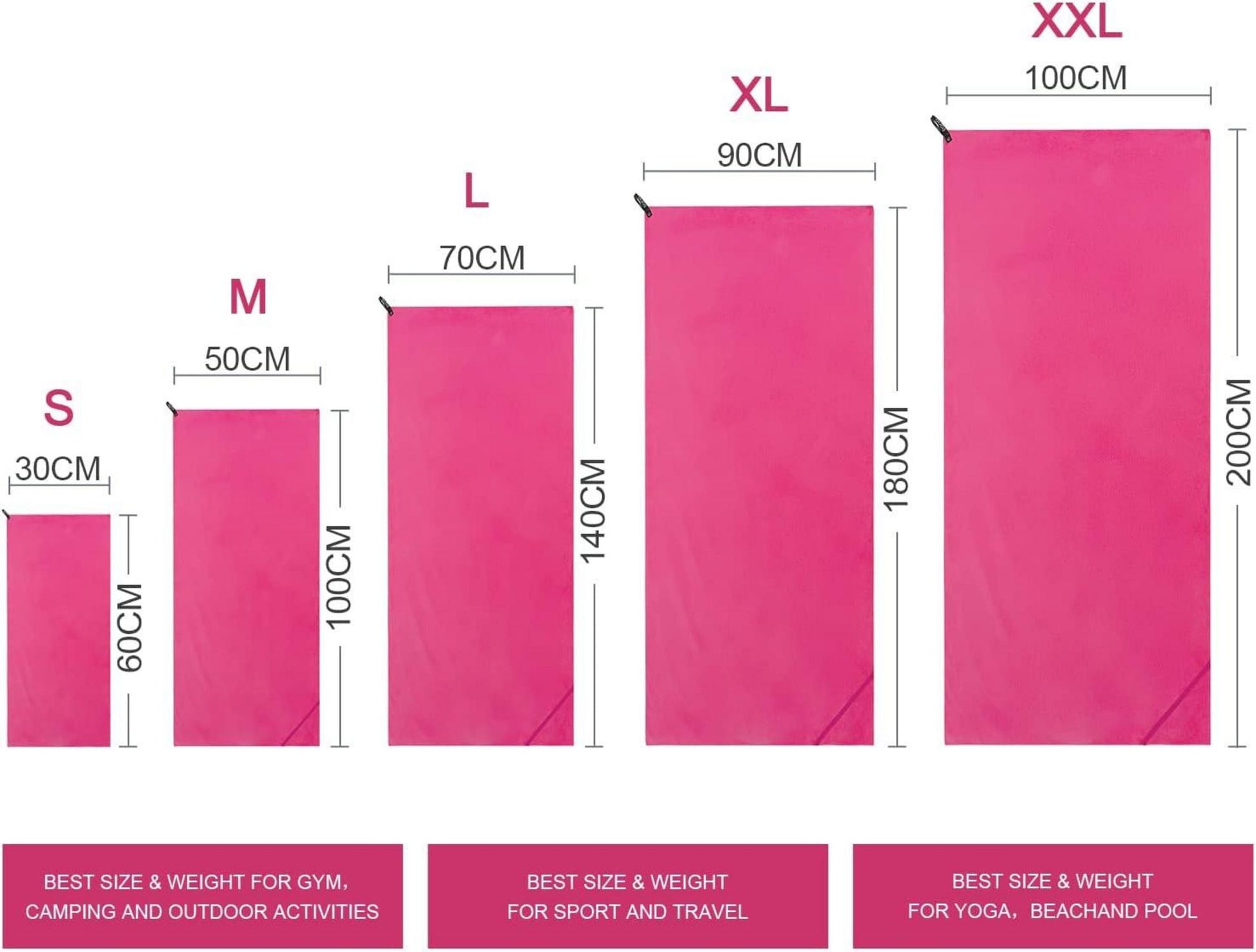 Mikrofaser Handtuch Ultra Leicht schnelltrocknend Fuchsia S
