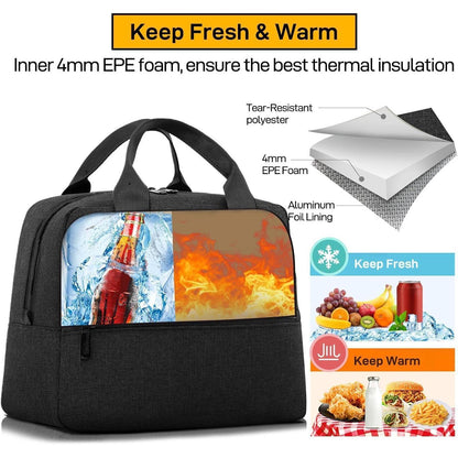 Isolierte Lunchtasche Schwarz – Groß, Wasserdicht & Wiederverwendbar